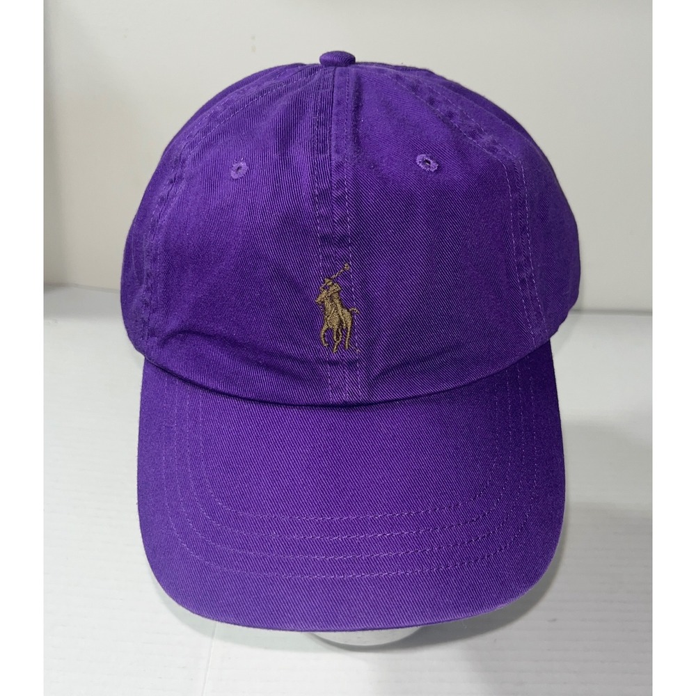 NWT Polo Ralph Lauren Chino Baseball Cap Mens Purple Cotton Gray Pony Logo Hat